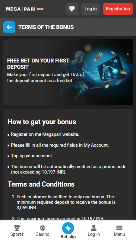Megapari Free Bet Bonus