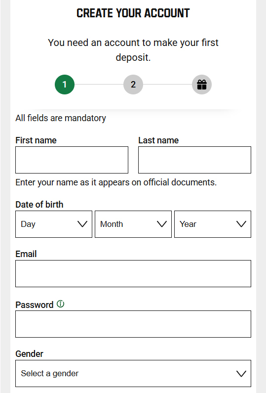 Registration at Unibet Application
