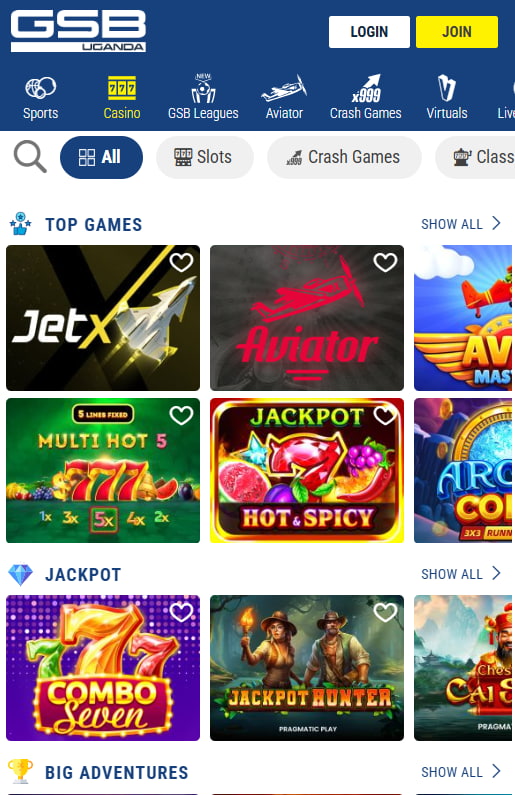 Casino Games in the GSB App