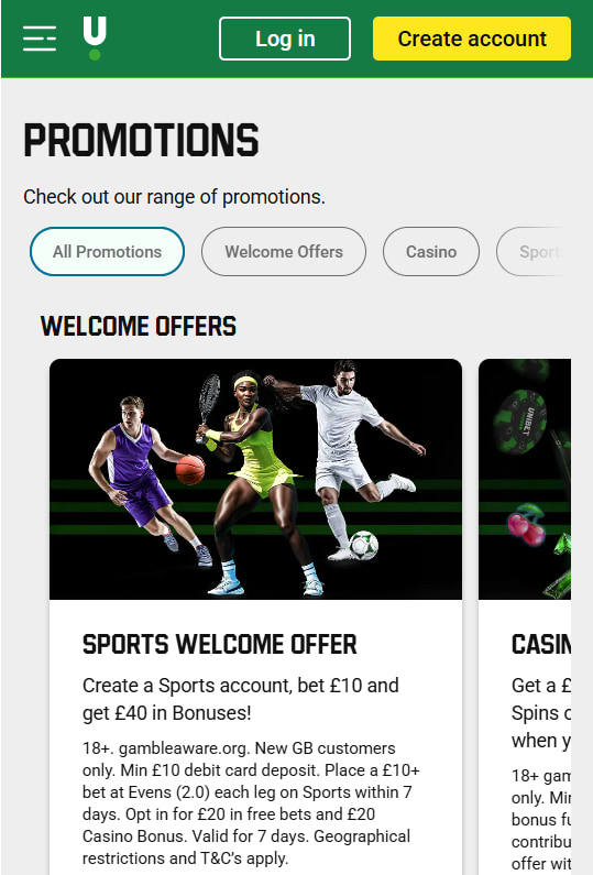 Promotions in Unibet App