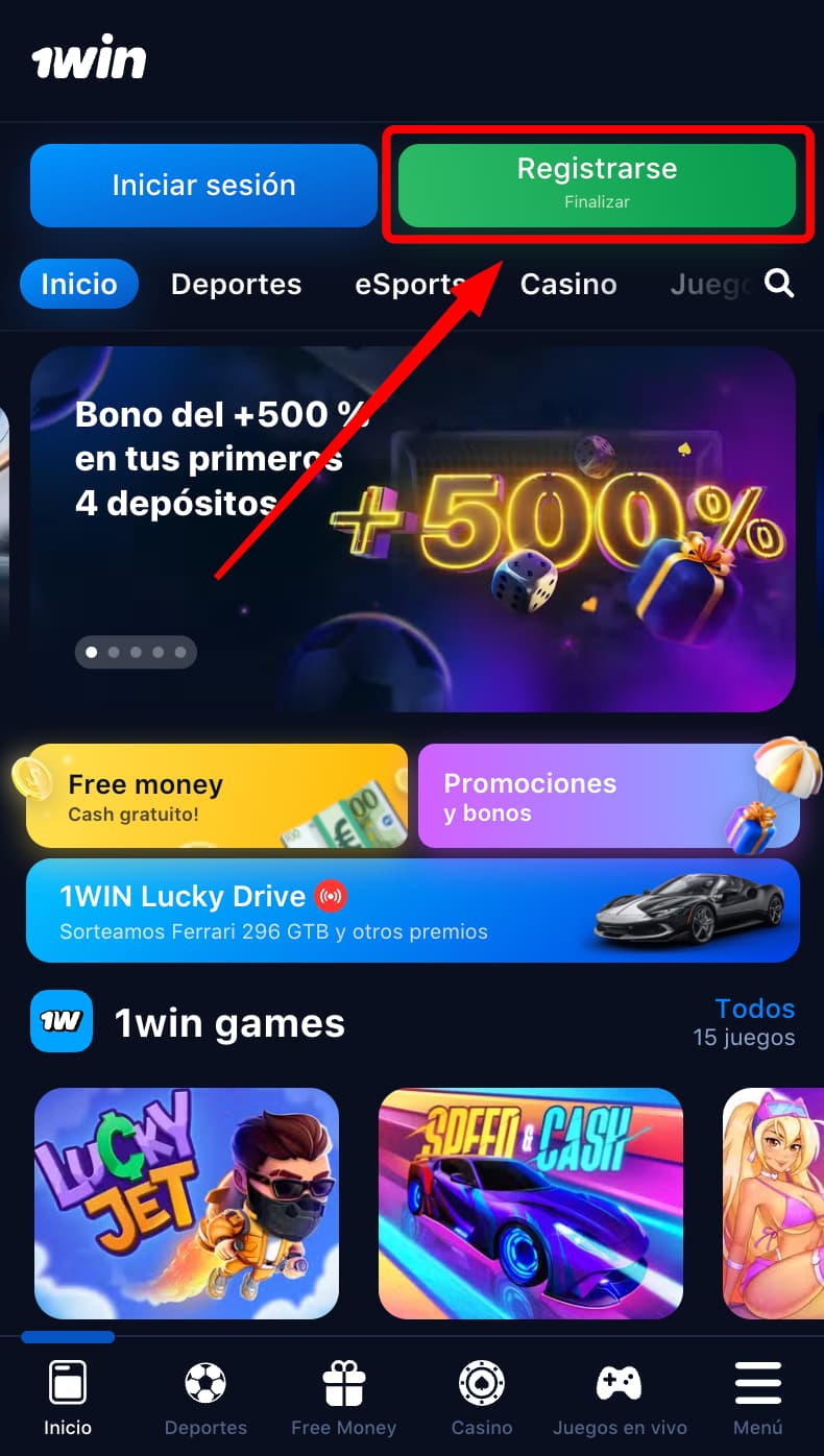 Registro en 1win