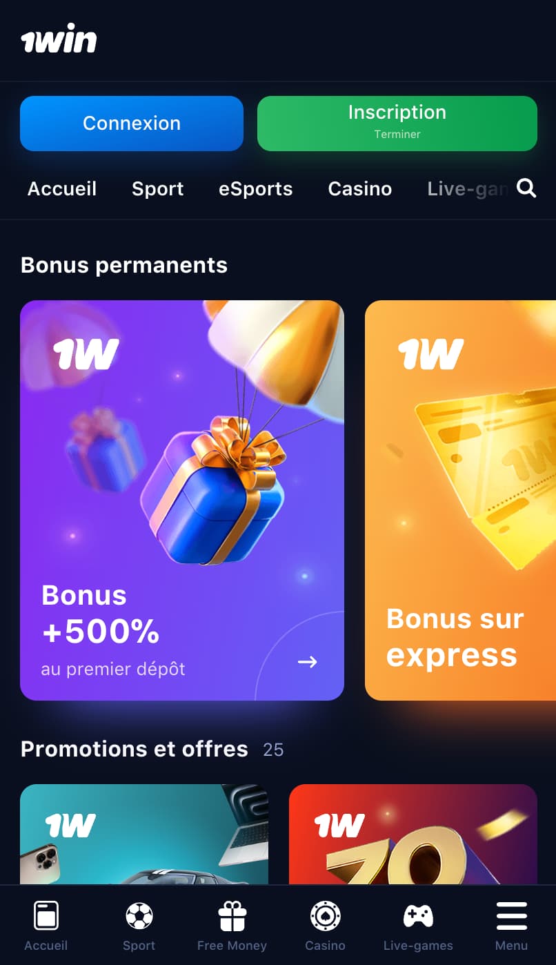 Bonus pour les nouveaux joueurs 1win