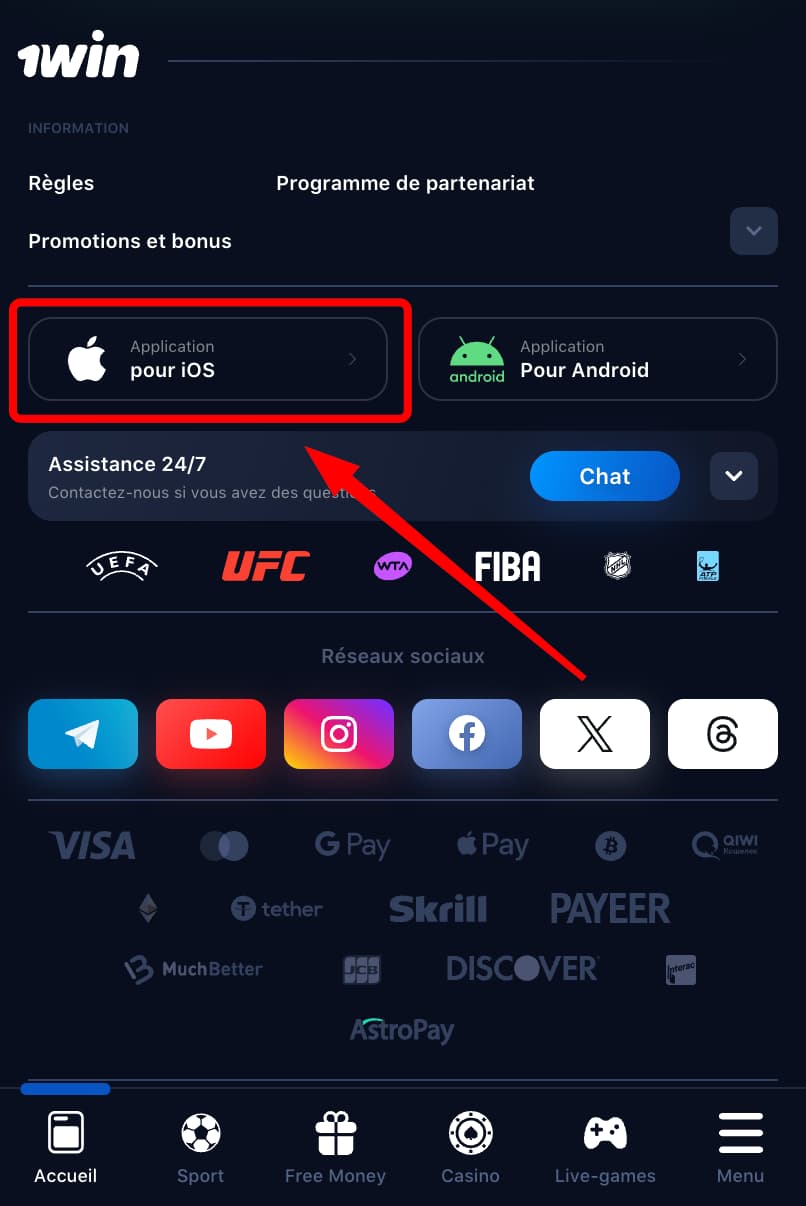 Bouton de téléchargement de l'application sur iOS