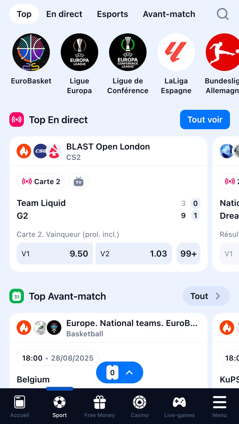 Les paris sportifs chez 1win