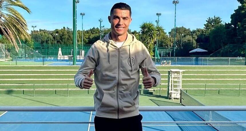Cristiano Ronaldo at a tennis club in Lisbon