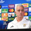 Jose Mourinho, Head Coach of SL Benfica reacts as he speaks to the media during a SL Benfica Press Conference at Stamford Bridge