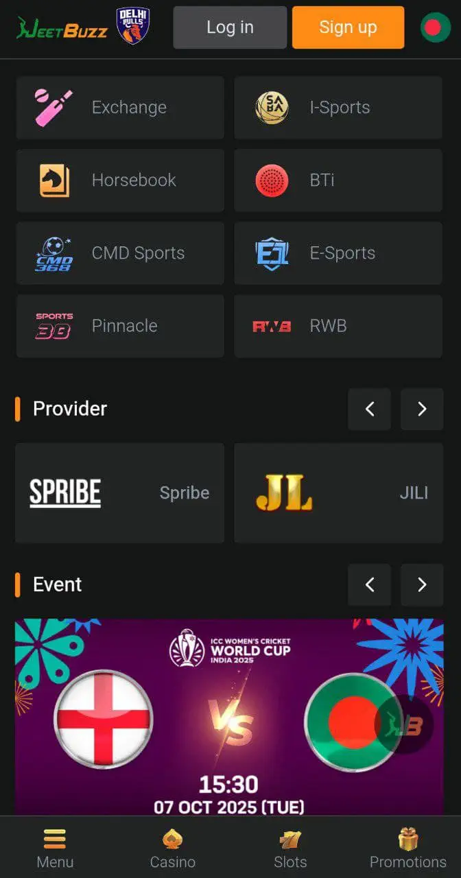 Sports options at JeetBuzz