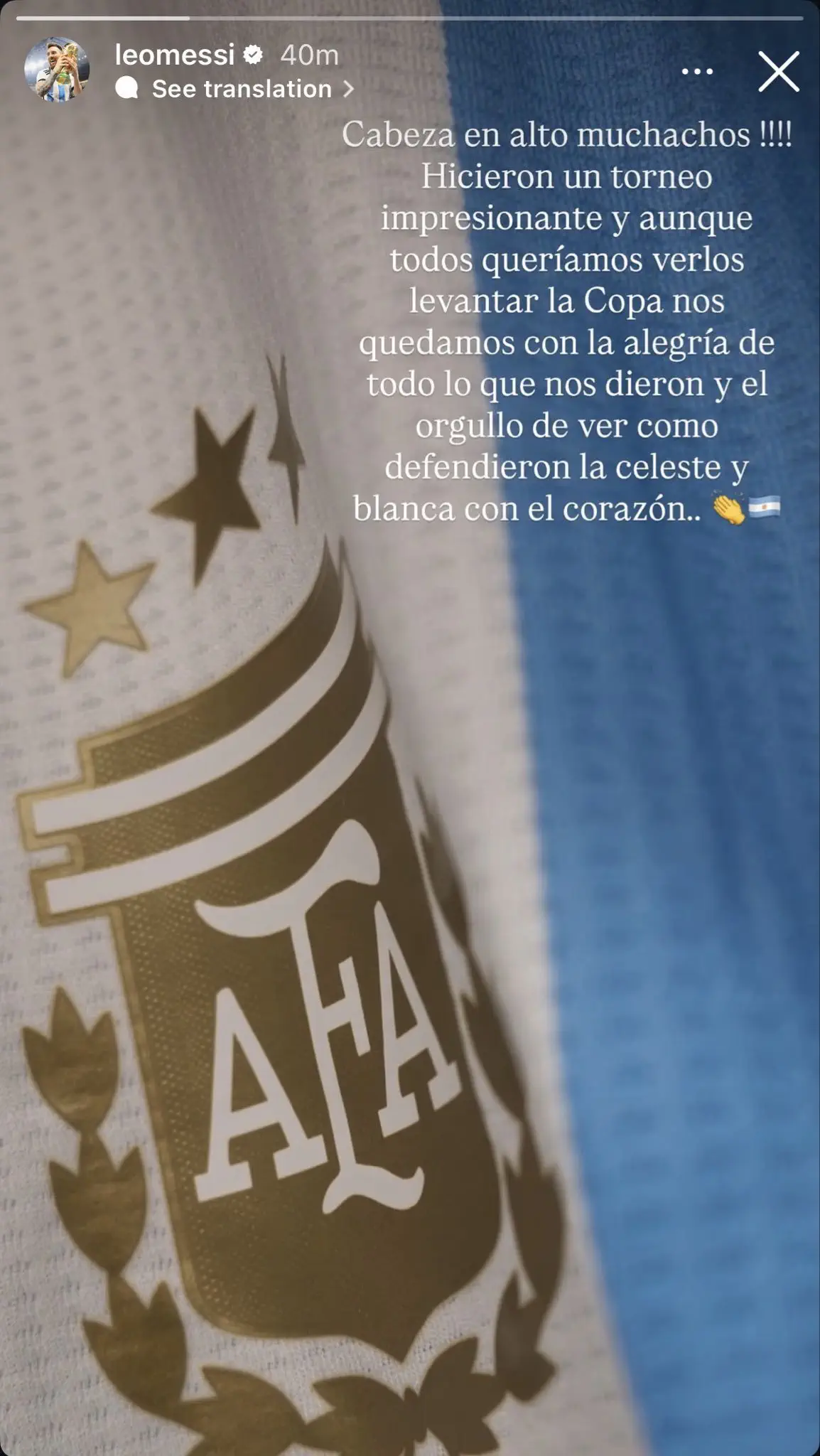 Lionel Messi soutient l’Argentine U20