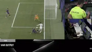 A fair decision? The referee awarded a penalty for handball by Eric García