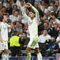 Jude Bellingham of Real Madrid celebrates scoring his team's first goal during the UEFA Champions League 2025/26