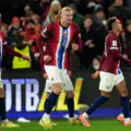 Erling Haaland of Norway celebrates scoring his team's third goal during the FIFA World Cup 2026