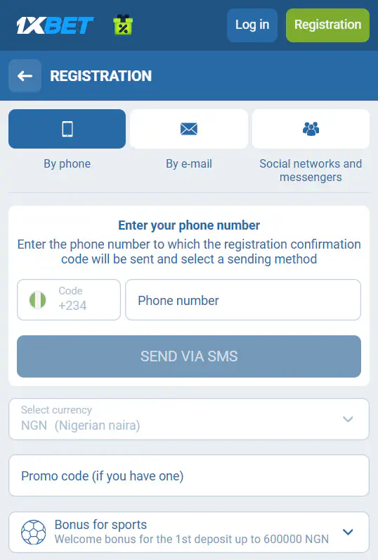 1xBet Registration