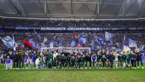 A rare scene in German football. Schalke fans stage a unique display during Nürnberg match