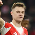 Joshua Kimmich of FC Bayern Munich acknowledges the fans after the UEFA Champions League 2025/26