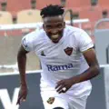 Lesiba Nku's makes his Sekhukhune United debut in their 1-0 win over TS Galaxy in a Betway Premiership match much to the player's joy 