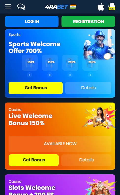 4Rabet Bonuses in the App