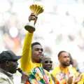 Moussa Niakhate shows his support for the DR Congo ahead of the World Cup international play-off final 