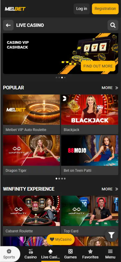 Melbet Live Casino
