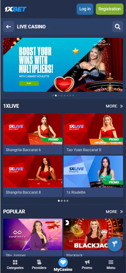 Live Casino at 1xBet