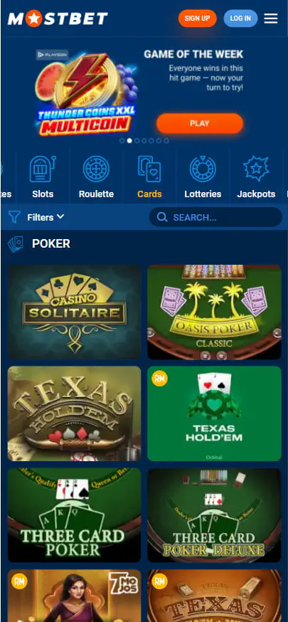 Card Games at Mostbet Casino