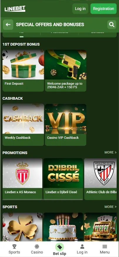 Bonuses at Linebet Csino