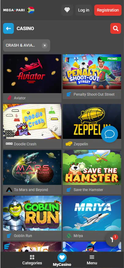 Crash Games at Megapari Casino
