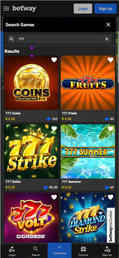 777 Games at Betway
