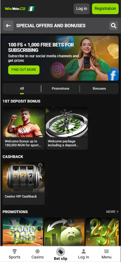 Promotions at WinWin Casino