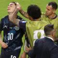 The Prestiani-Vinicius rule in action. Paraguay national team player sent off for covering his mouth with his hand
