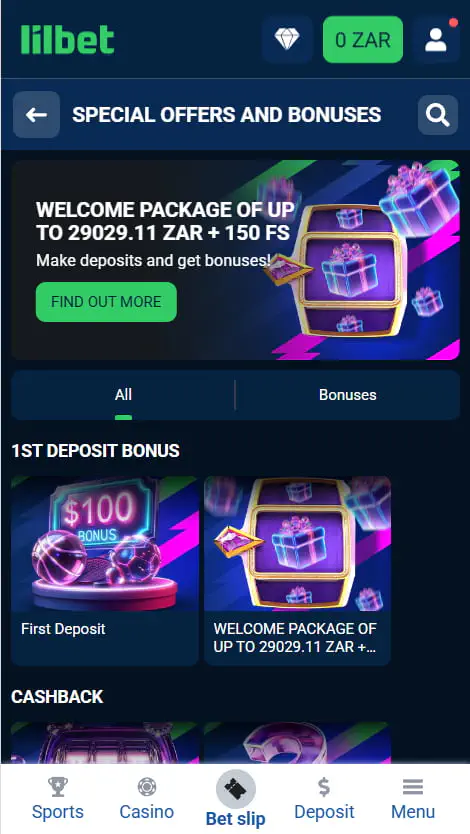 Welcome Bonus in the Lilbet App