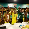 LEGENDS CELEBRATE!! South Africa's football legends Benni McCarthy, Aaron Mokoena and Quinton Fortune on cloud nine after Bafana win