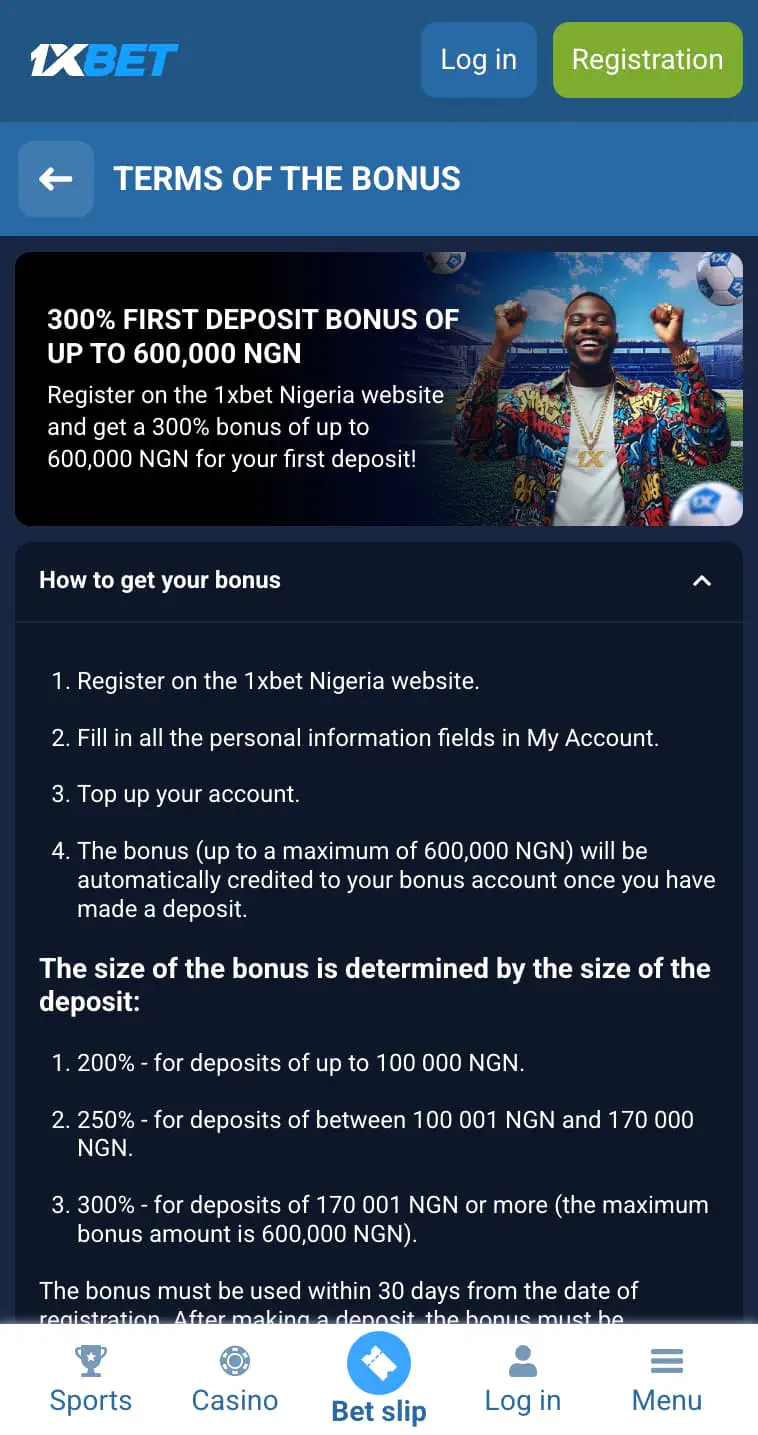 1xbet Welcome Bonus in Nigeria