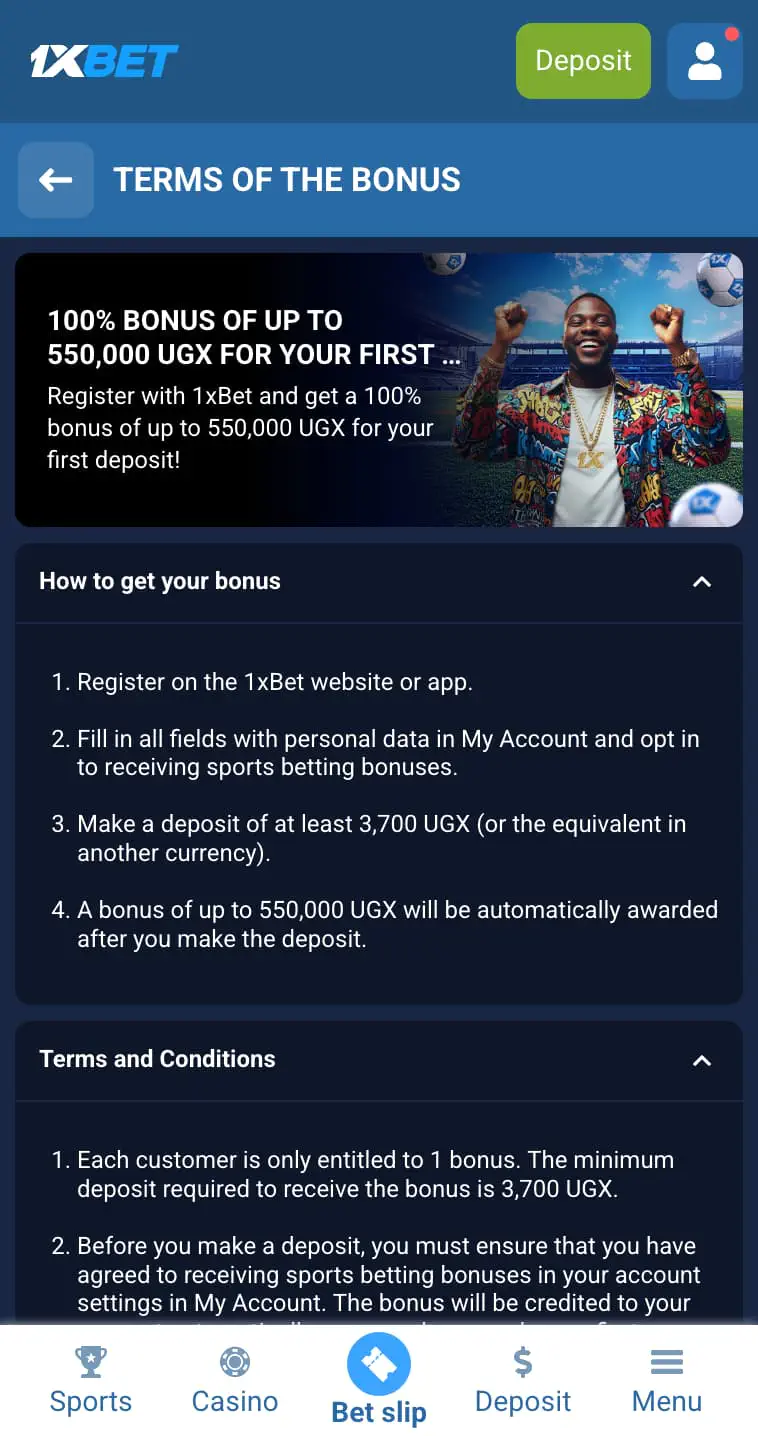 1xbet Welcome Bonus in Uganda
