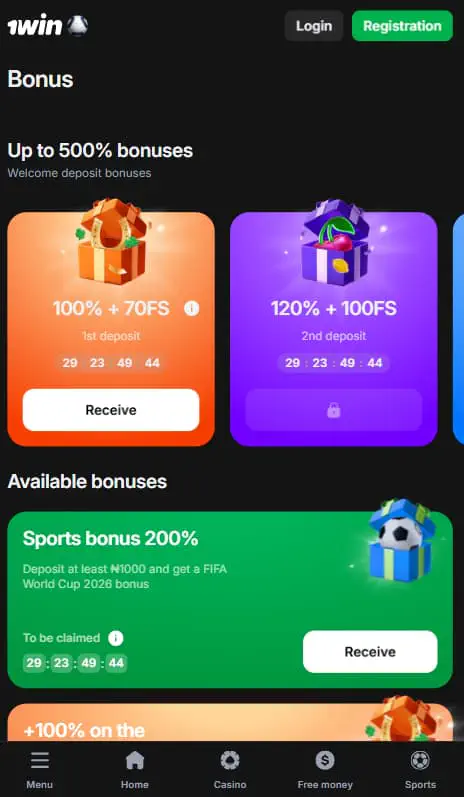 1win welcome bonus