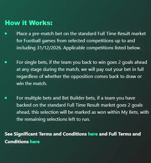 How the “2 Goals Ahead” Bonus Works