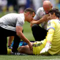 Nightmare. Courtois leaves the pitch in tears due to injury. His match against Spain is over