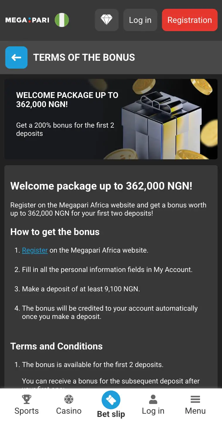 Megapari Welcome Offer