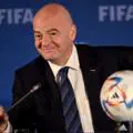 Fifa President Gianno Infantino reacts to Jayden Adams' passing 
