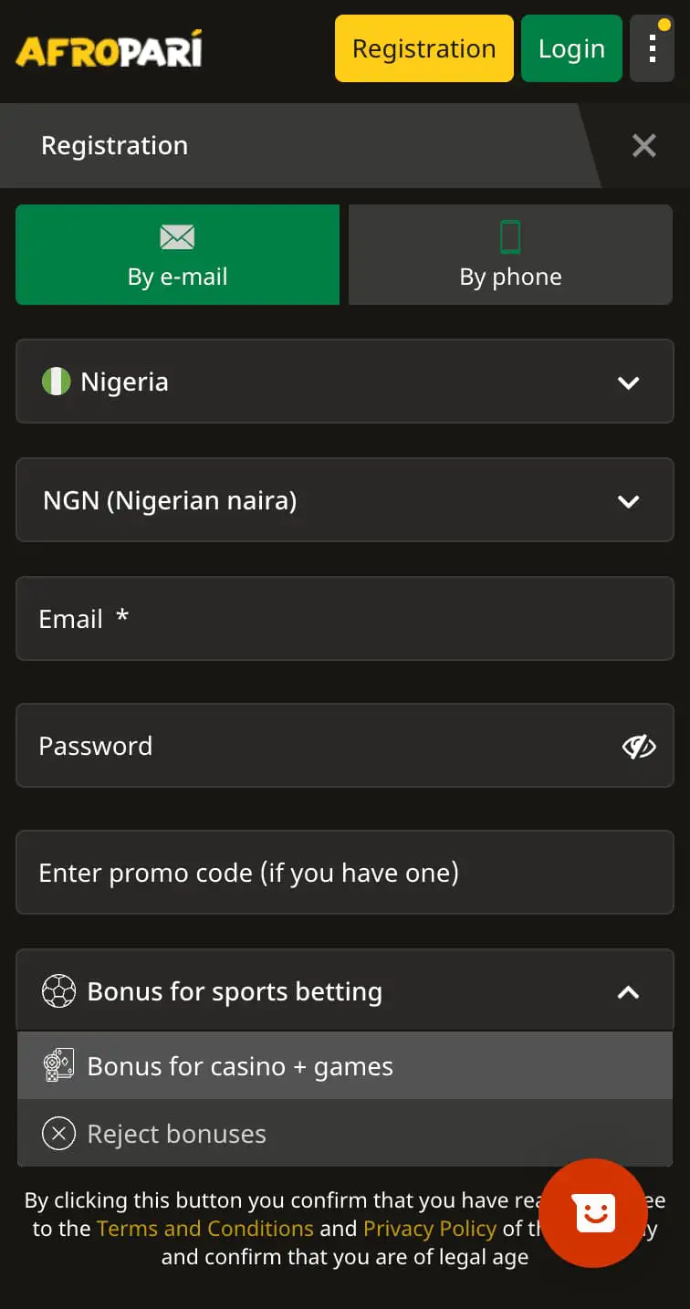 Afropari bonus on your first deposit