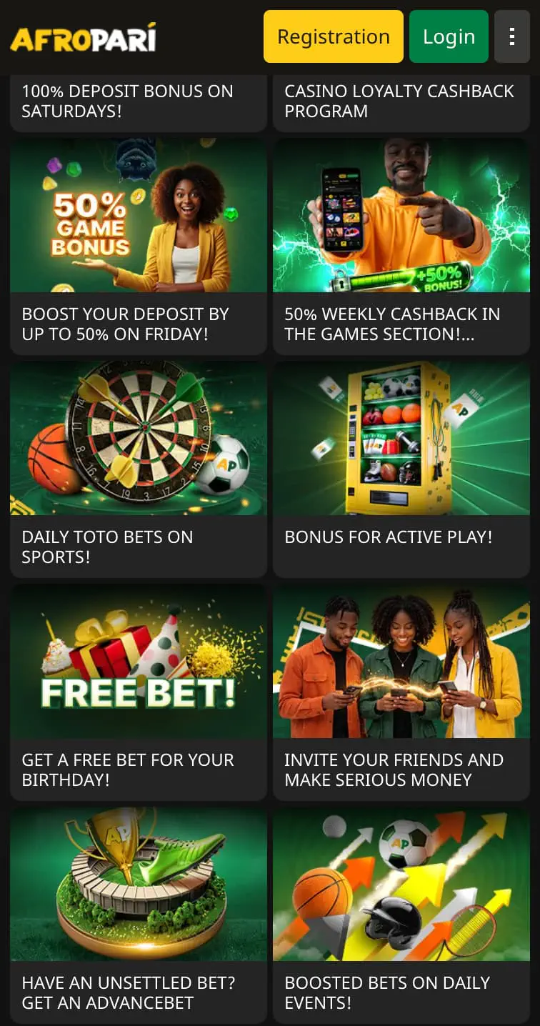 Afropari bonuses