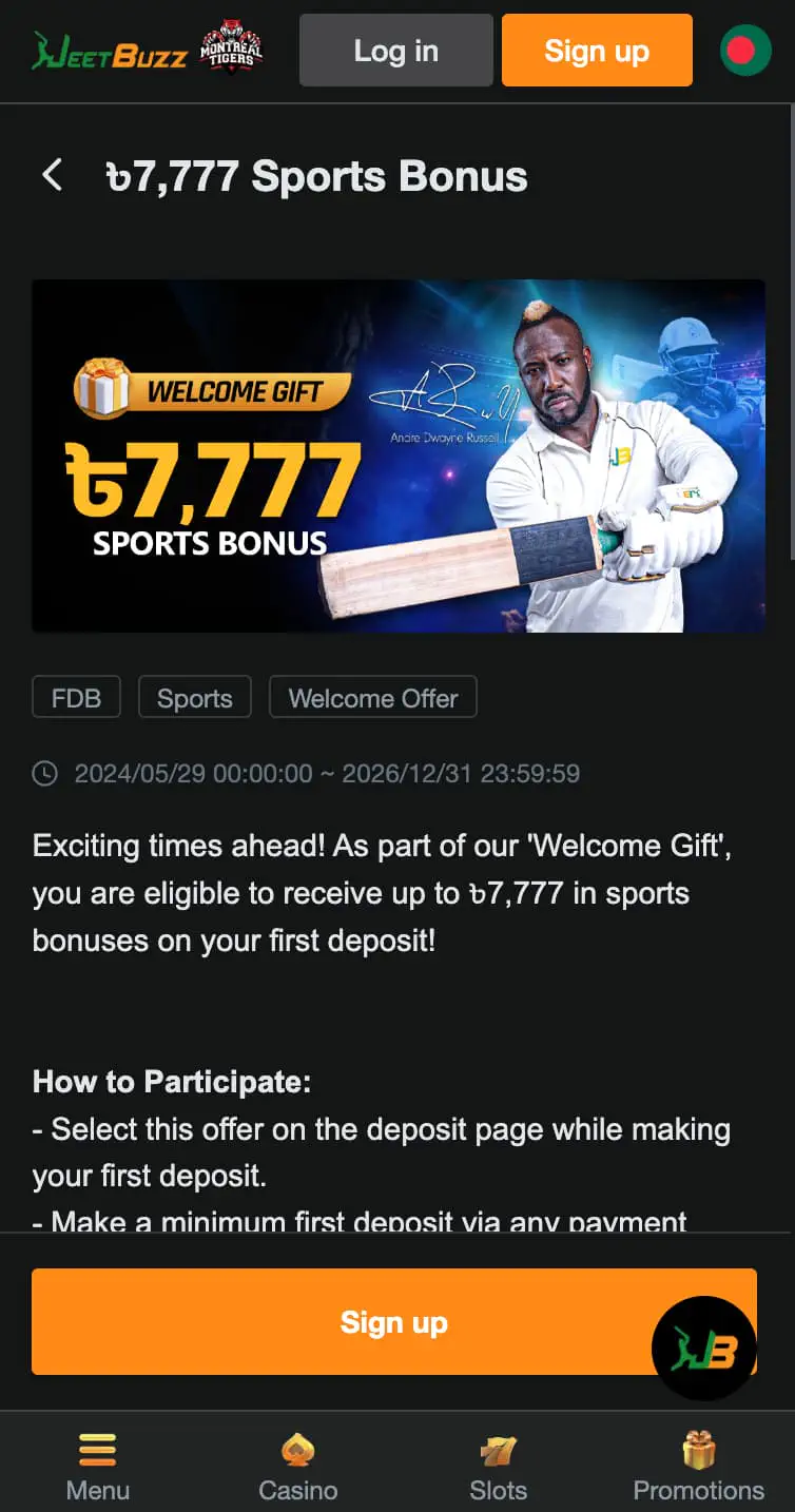 Jeetbuzz sign up bonus