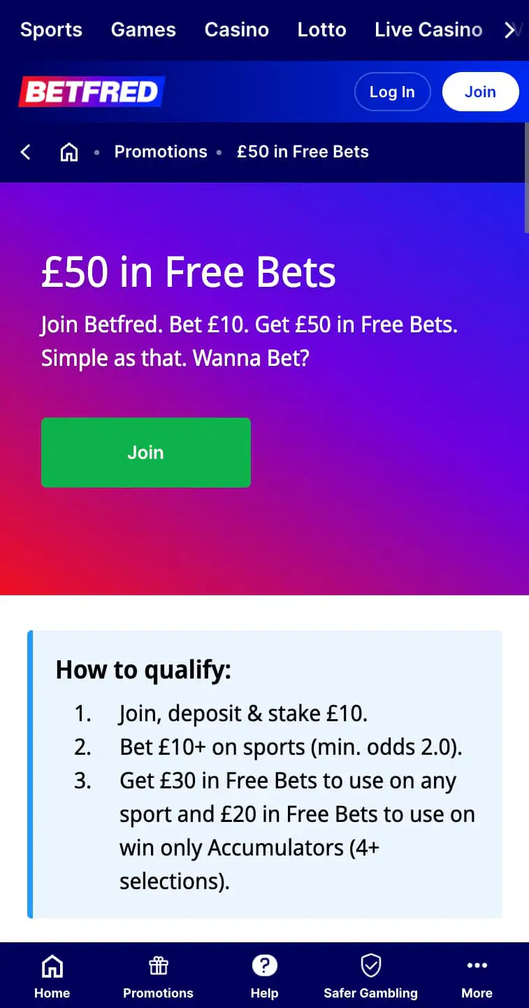 Betfred sign up offer