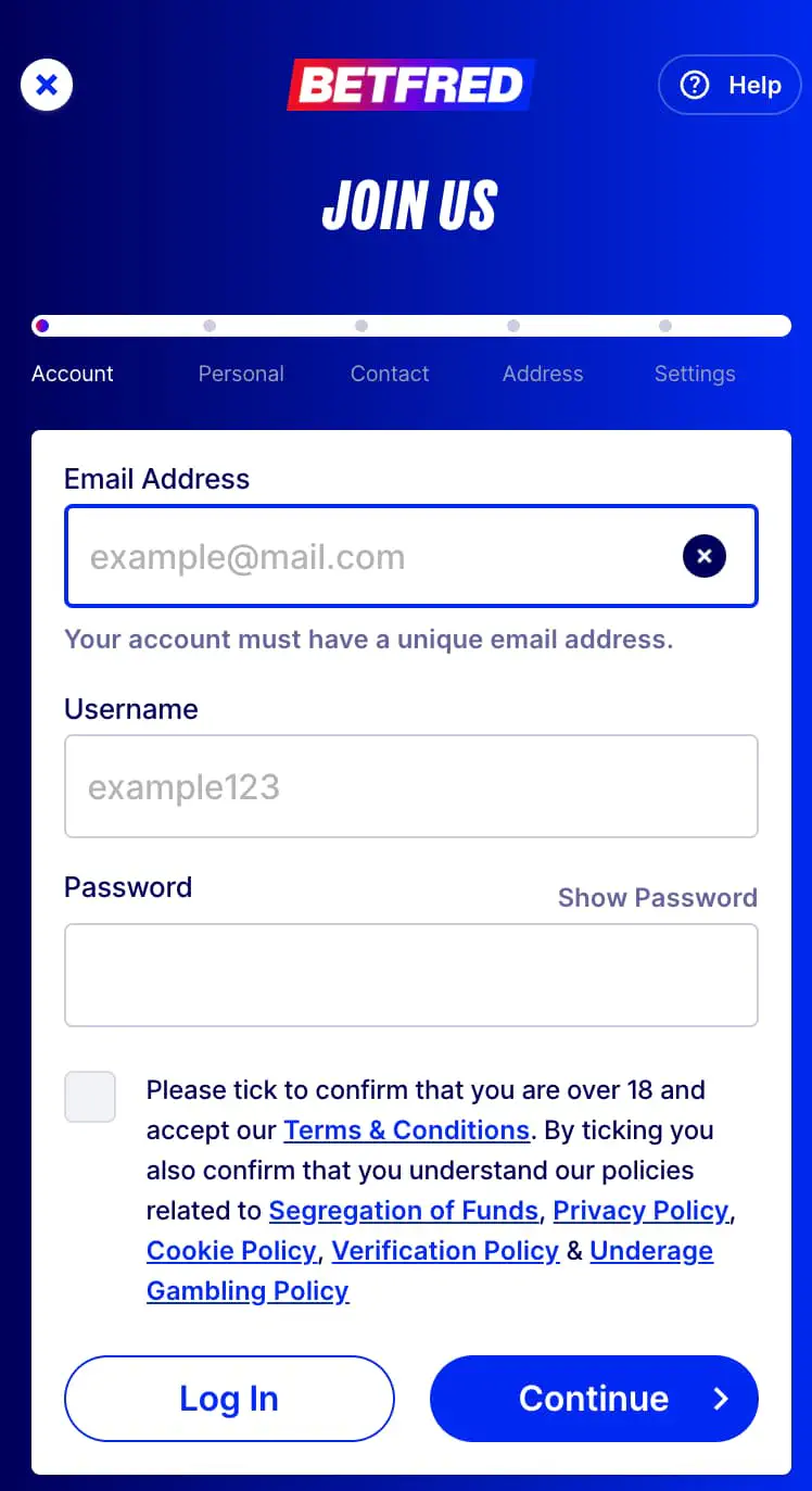 Betfred sign up