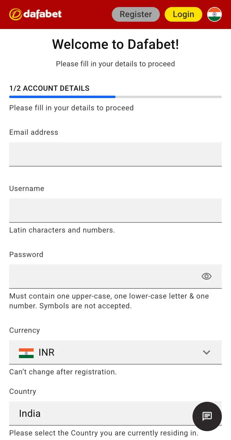 Dafabet registration