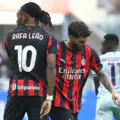 Rafael Leao of AC Milan interacts with Christian Pulisic