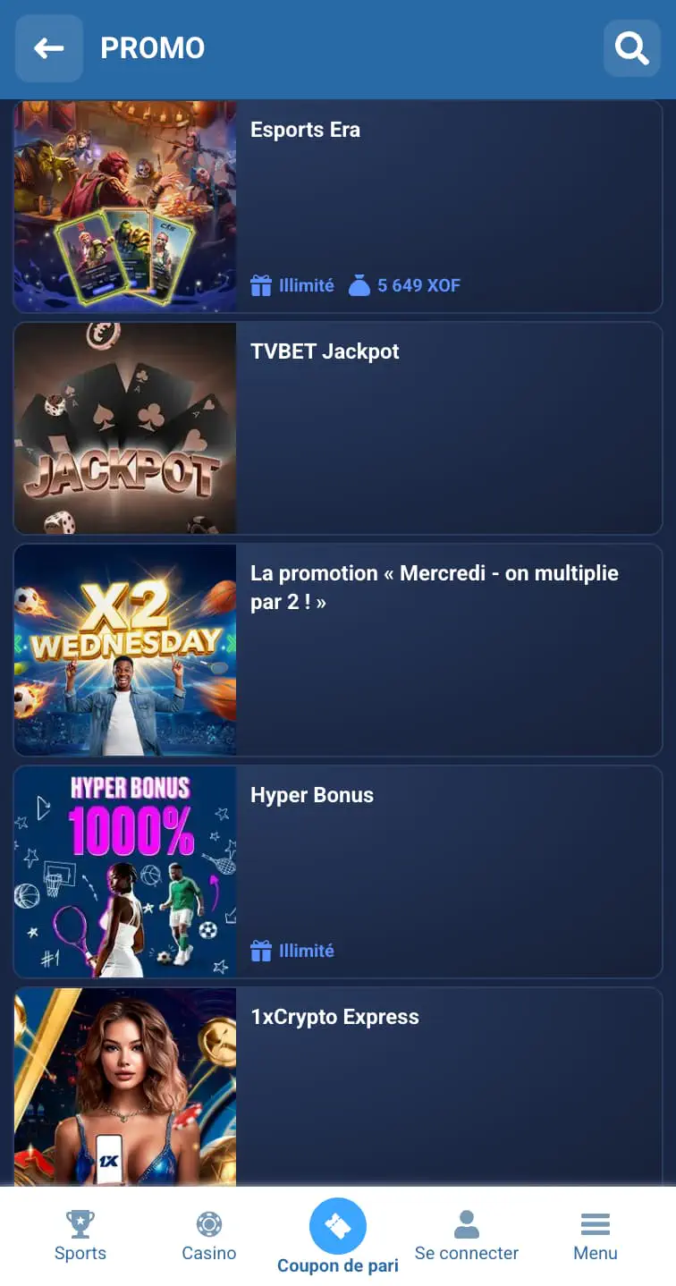 Promotions de 1xBet