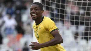 Ime Okon's goal for Bafana Bafana against Guinea at Orlando Amstel Arena