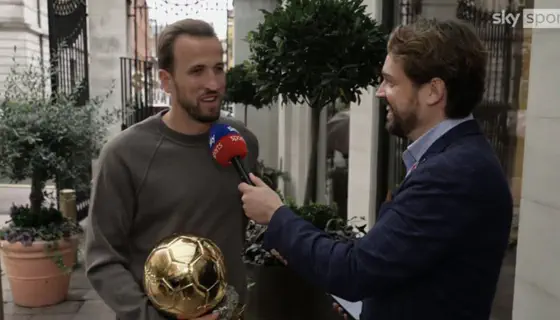 The champion's first emotions. Harry Kane speaks after winning the Ballon d'Or