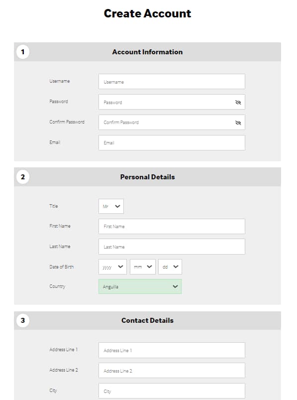 Registration at Betway