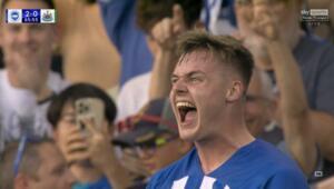 A hat trick from 18-year-old Ferguson helped Brighton to beat Newcastle